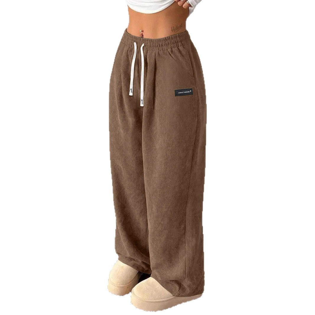Loose Drawstring Solid Color Pocket Casual Versatile Pants Women's Pants