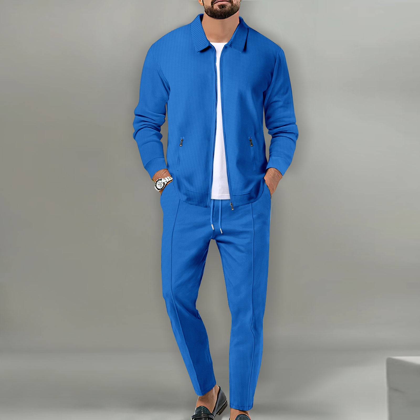 Coat Men's Autumn Zipper Pocket Lapels Slim-fit Cardigan Jacket Suits