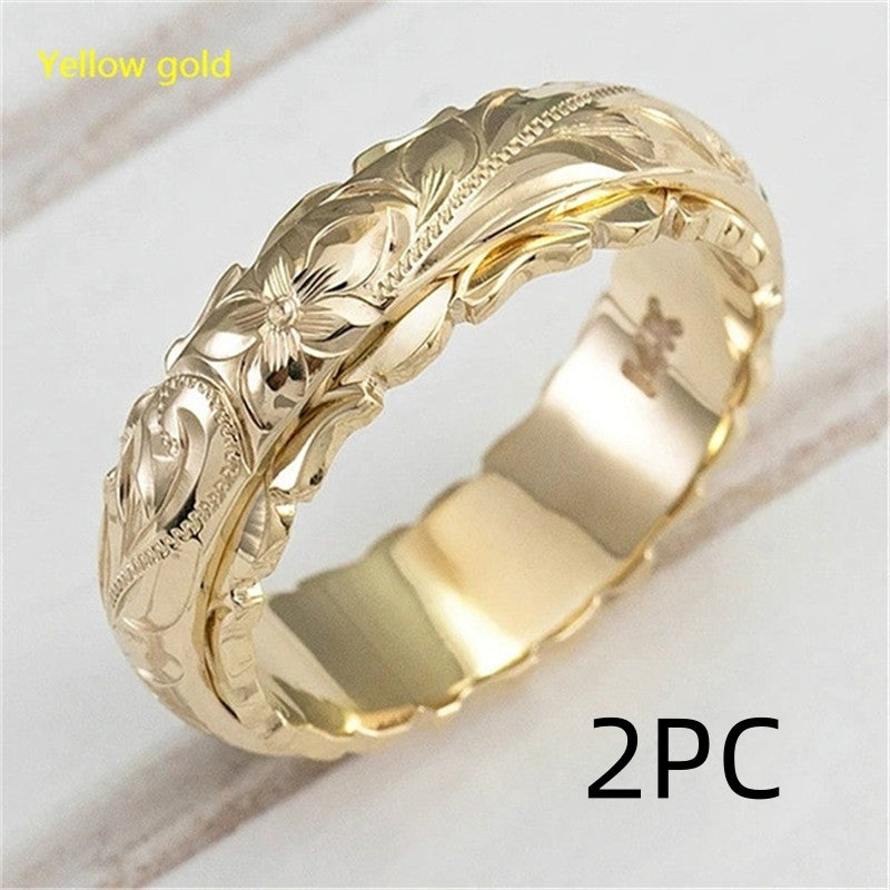 14k Yellow Gold Suspended Carved Rose Flower Ring