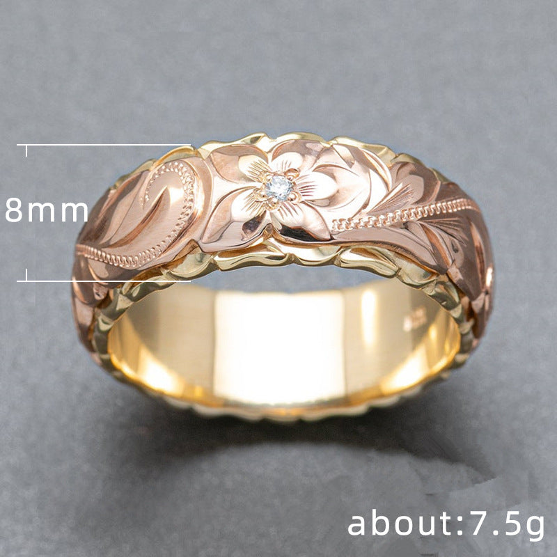 Exquisitely Carved Rose Two-tone Ladies Ring