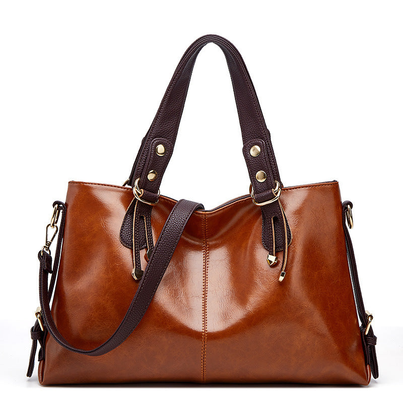 Women's Large Capacity Soft Leather Shoulder Messenger Handbag