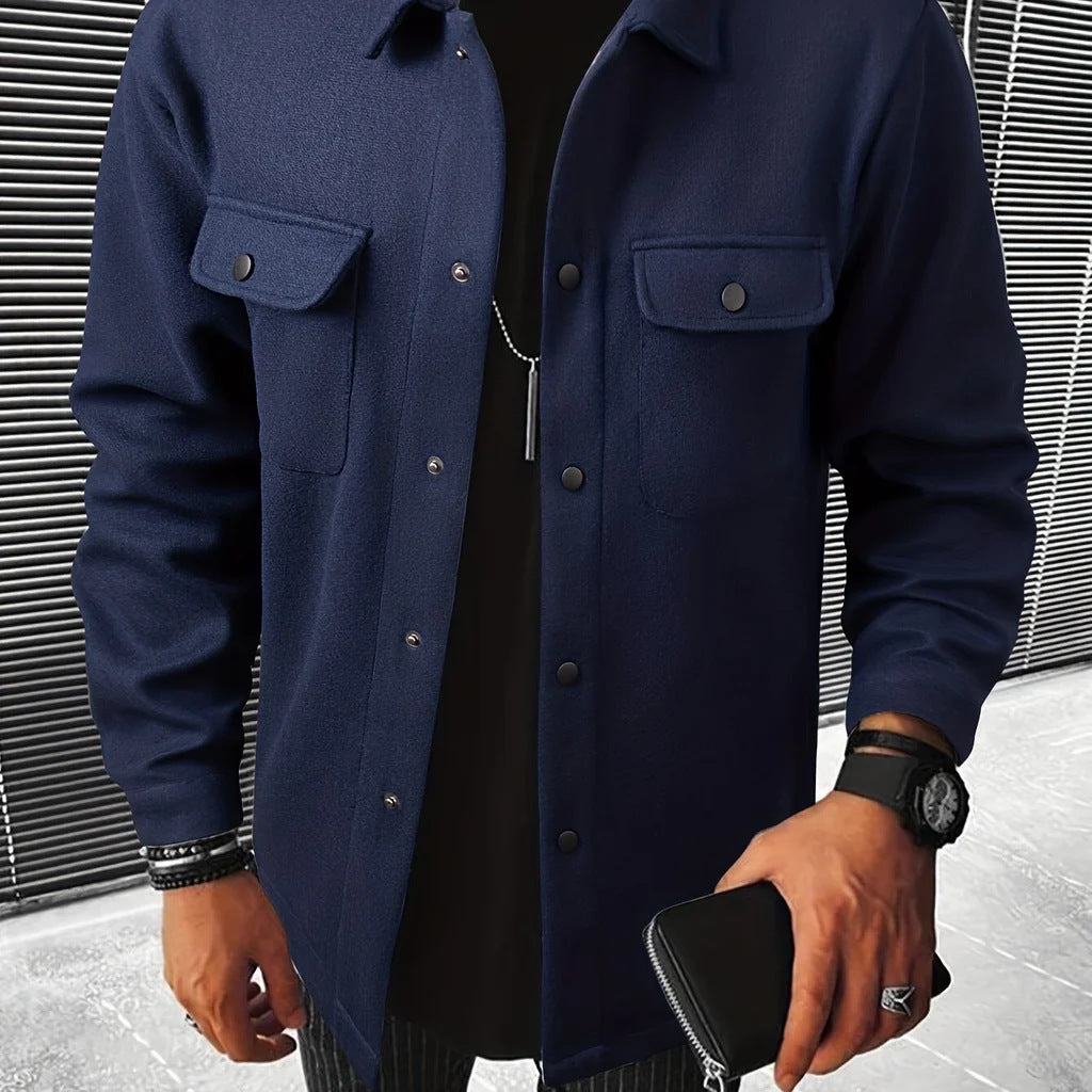 Autumn And Winter European And American Style Men's Clothing Youth Casual Men's Shirts Brushed