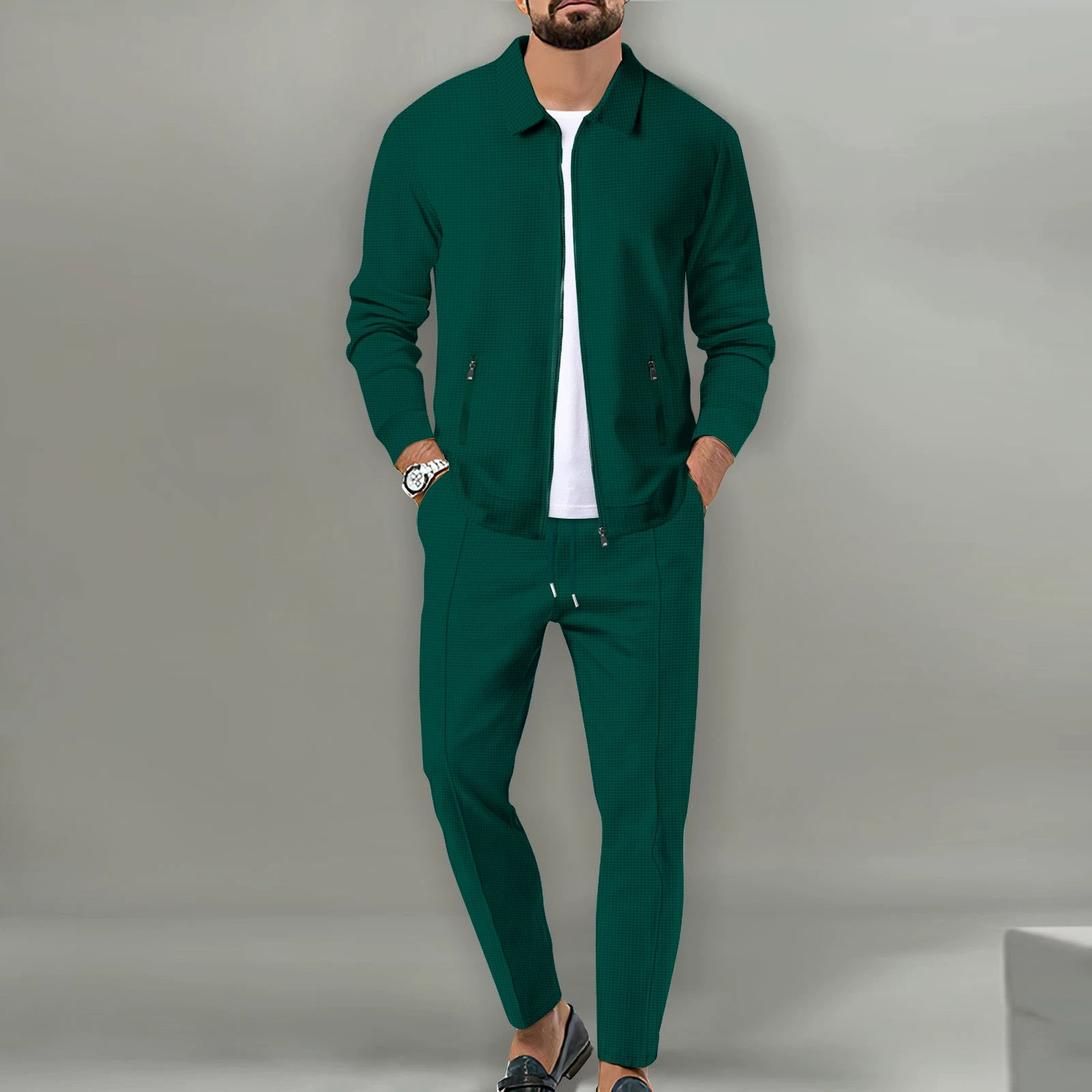 Coat Men's Autumn Zipper Pocket Lapels Slim-fit Cardigan Jacket Suits